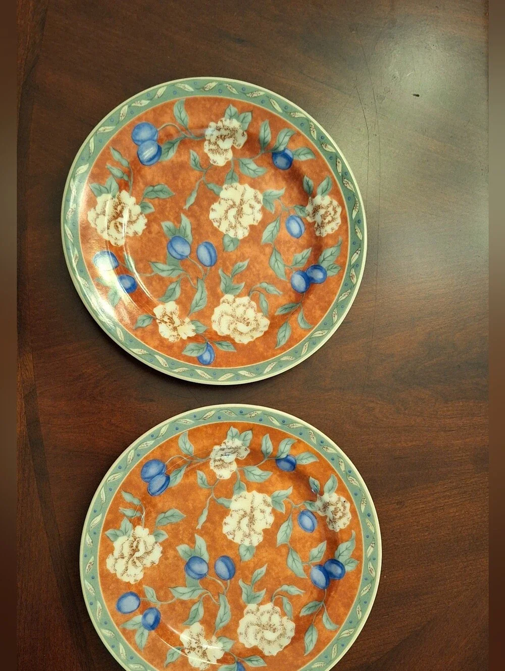PTS International Interiors Porcelain Set of Floral Plates Provence Discontinued